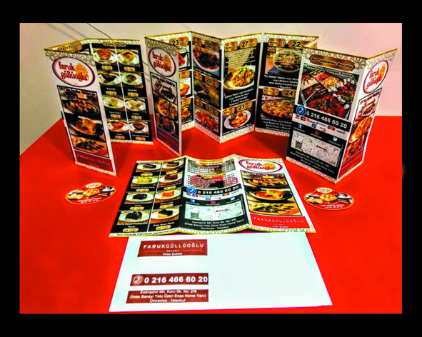 Broş&uuml;r A/4 Ebatında 150 gr. kırımlı Kuşe &Ccedil;ift Y&ouml;n Renkli